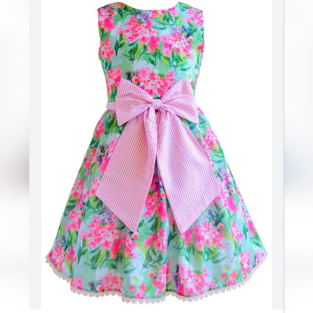 Rare Editions Girls Poplin Floral Dress